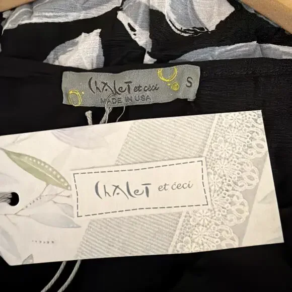 NWT Chalet CNA51215 "Sophia" Black Tank Crinkle Fabric Tank USA #0761 XS - Picture 3 of 3